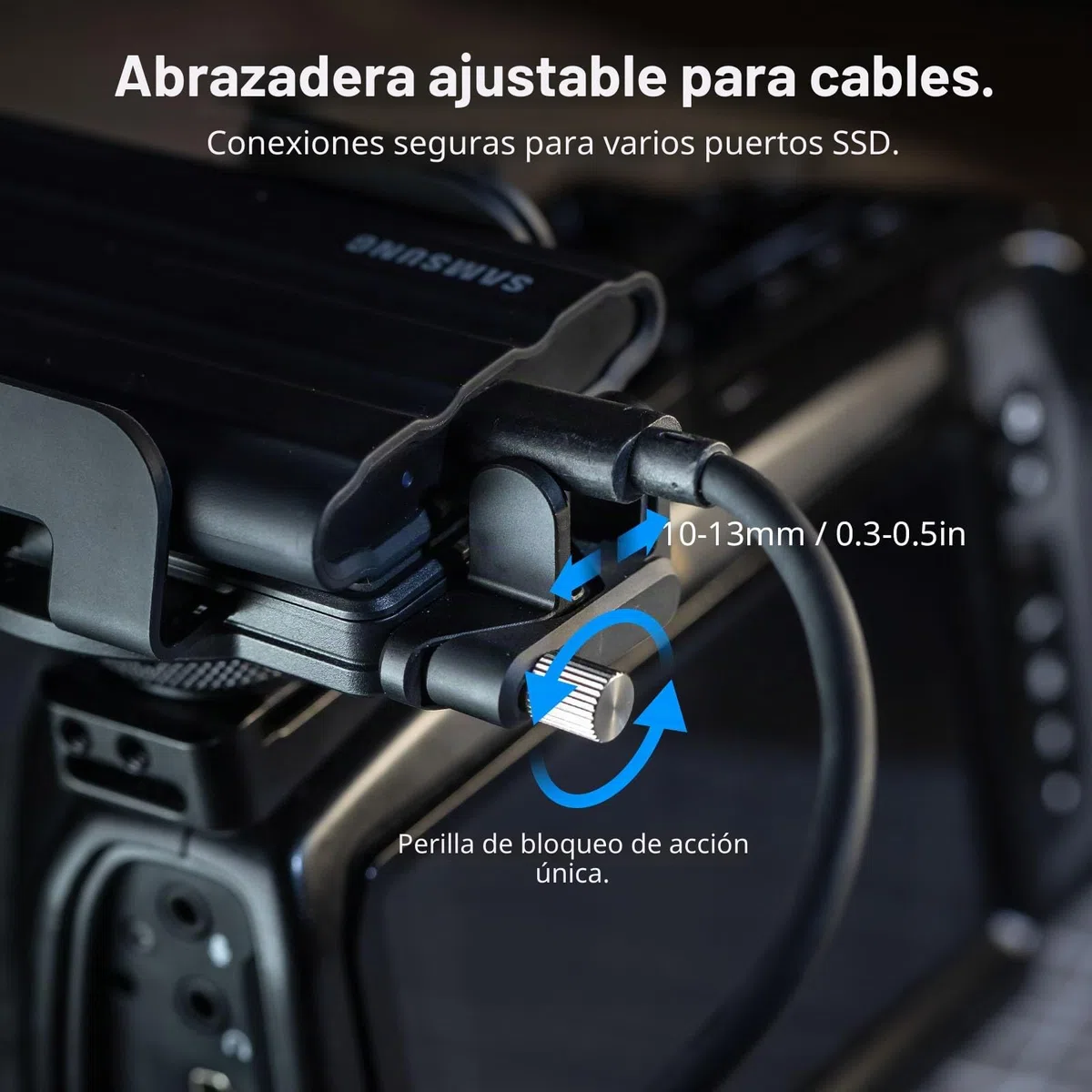 SMALLRIG Soporte universal para SSD con abrazadera de cable de zapata fría, abrazadera de 40-60 mm de ancho, soporte de montaje SSD para MagSafe, para Samsung T5 T7 SSD, para SanDisk SSD, compatible