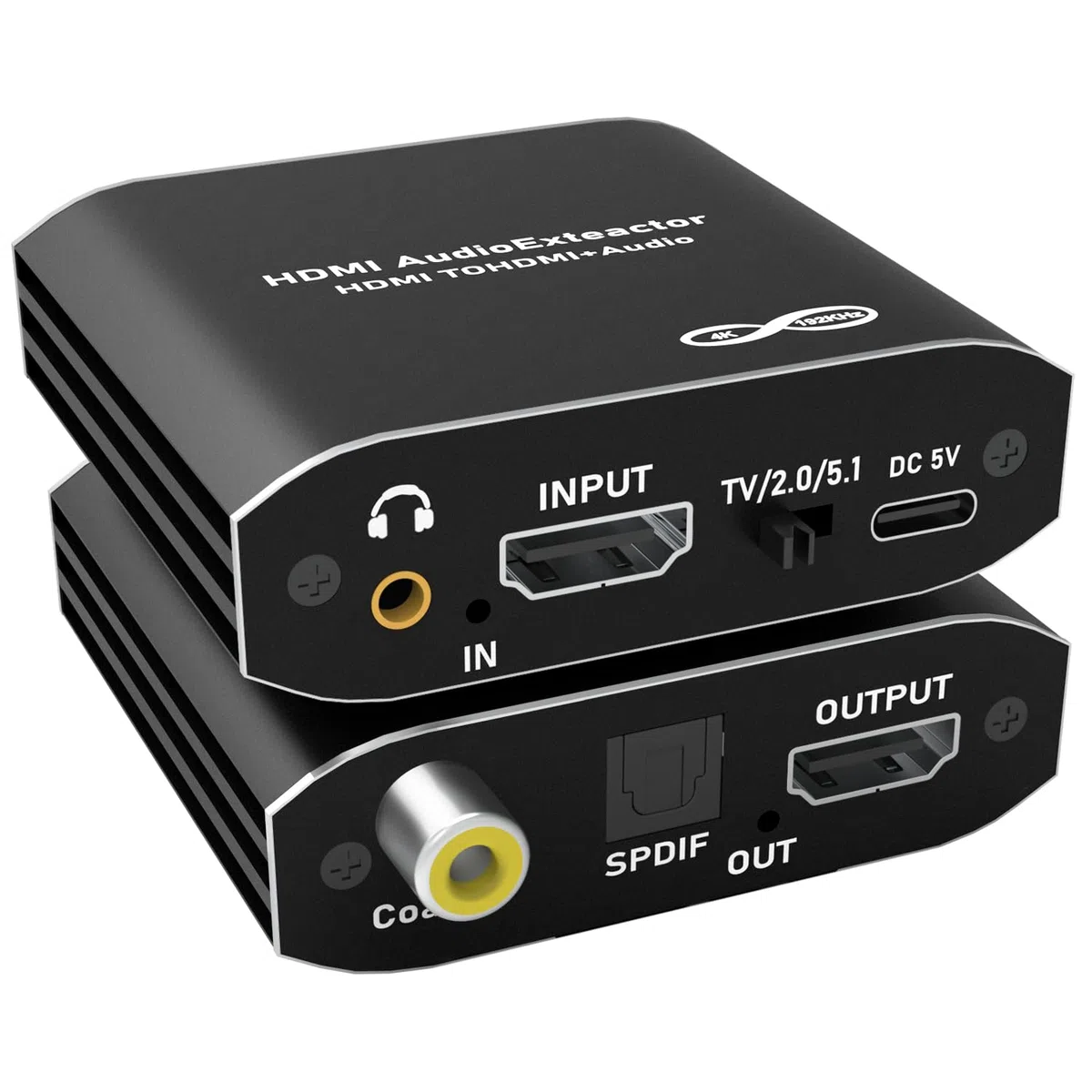 Tendak Extractor de Audio 4K HDMI, Adaptador de Audio óptico, Coaxial y Estéreo de 3,5mm para HDTV, PS4, PS5, Blu-ray y DVD.