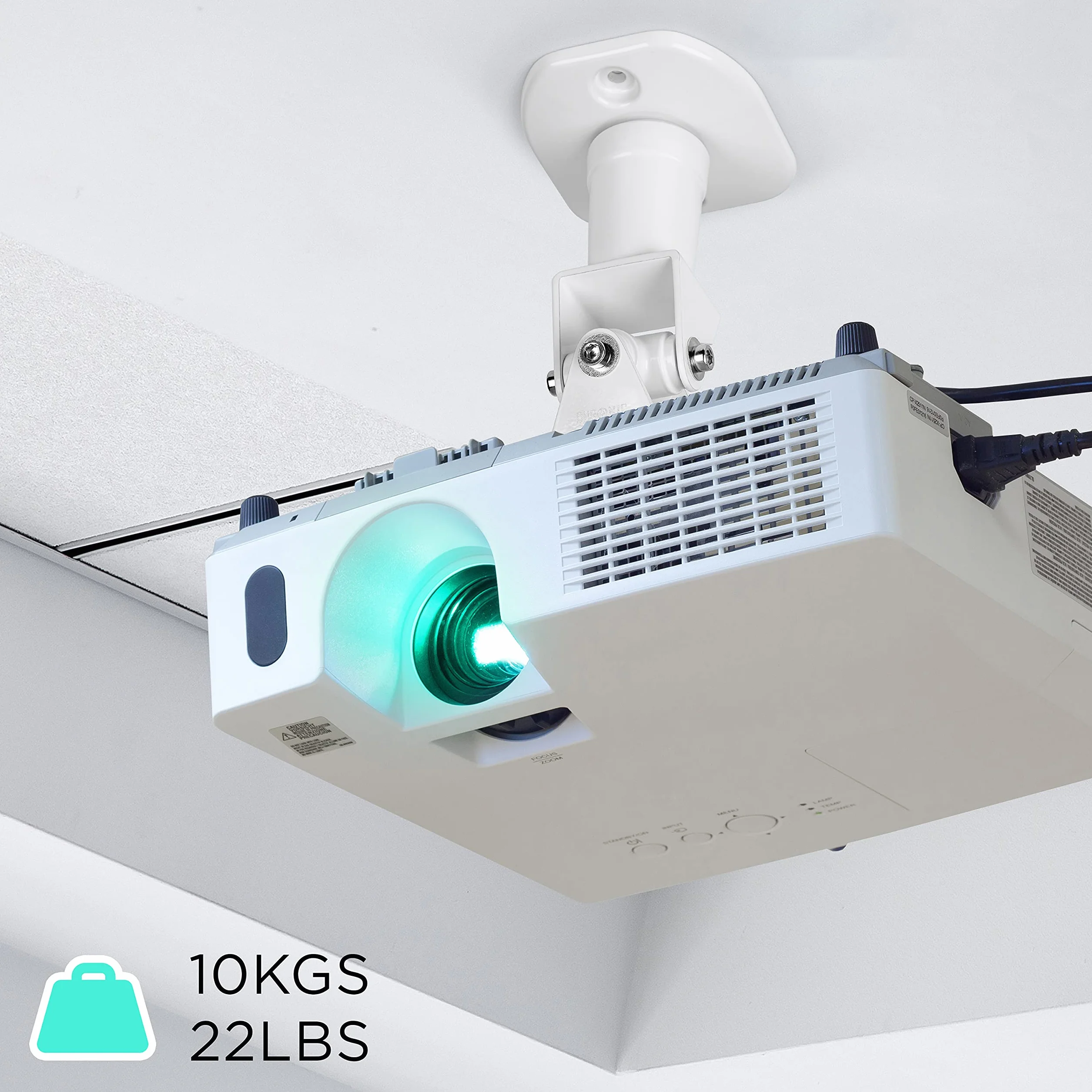 Duronic PB07XB Soporte para Proyector de Techo y Pared, Universal, Giratorio 360º y Articulable hasta 180º, Carga Máx.10 kg, Cine en Casa, Videojuegos, Presentaciones, Color Blanco