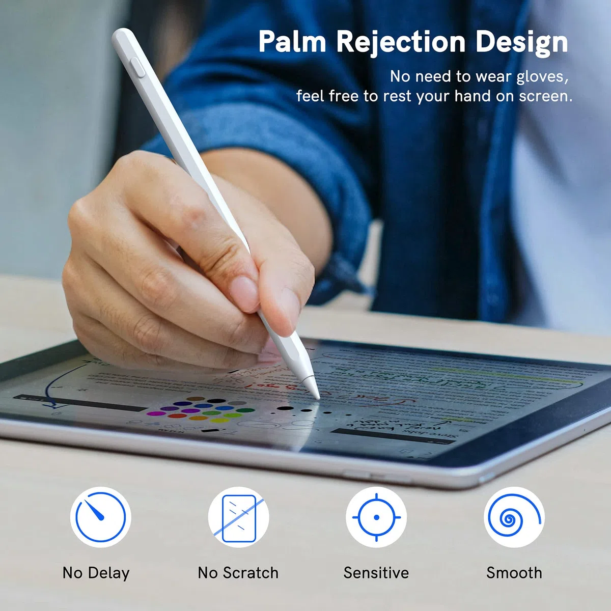 Lápiz para iPad Compatible con iPad 2018-2024, con Rechazo de Palma y Carga Inalámbrica. Compatible con iPad 6ª-10ª, iPad Air 3ª-5ª, iPad Mini 5ª/6ª, iPad Pro 11' 1ª-4ª y 12,9' 3ª-6ª generación