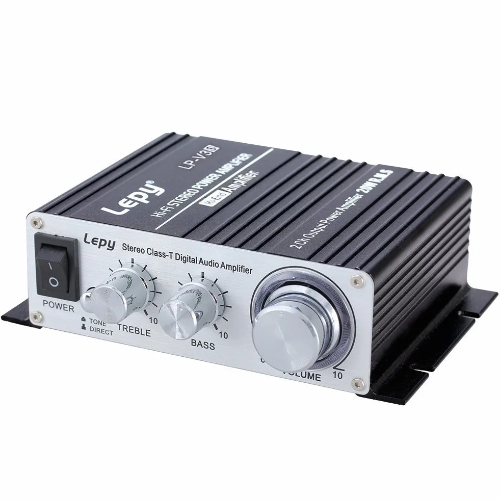 LEPY LP-V3s pequeño Amplificador de HiFi para Auto,PC, casa Corriente DC12V