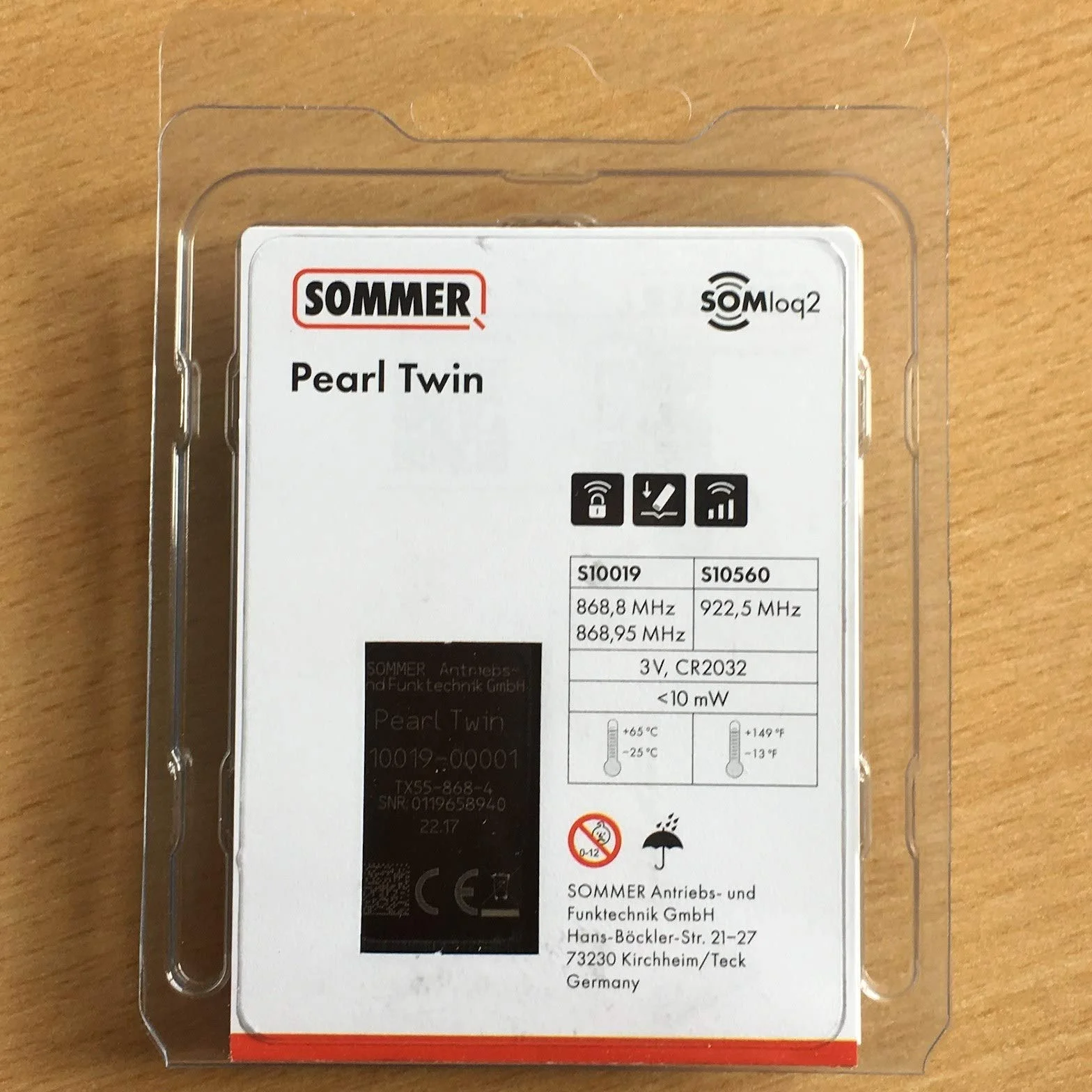 Sommer Pedidos Pearl Twin S10019-00001 Transmisor para Sommer operadores de Puerta de Garaje