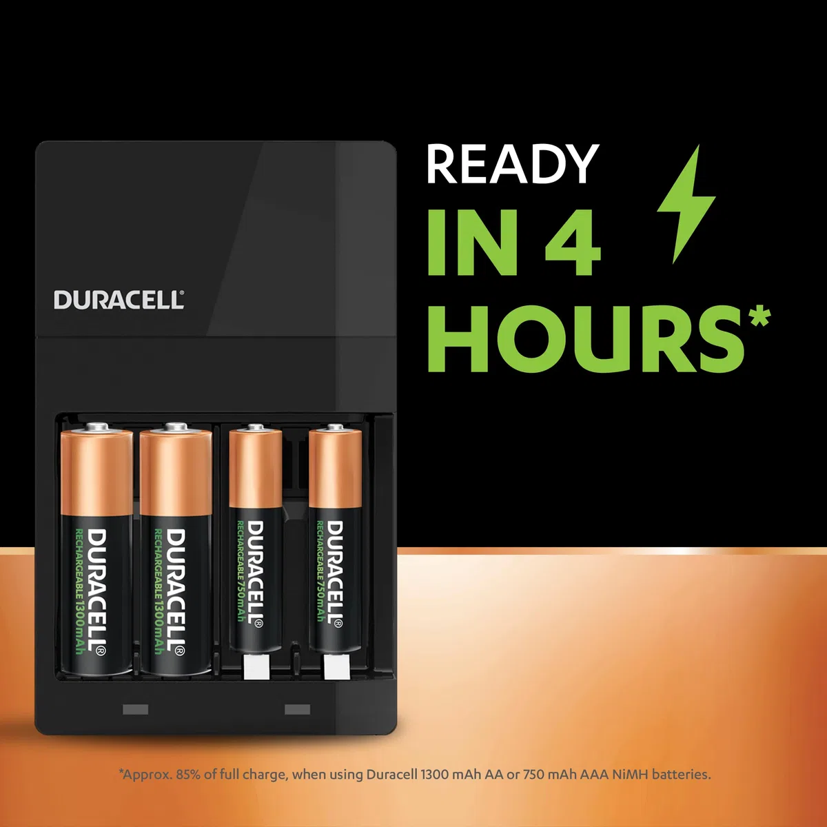 Duracell Cargador de batería de 4 horas con 2 AA y 2 AAA