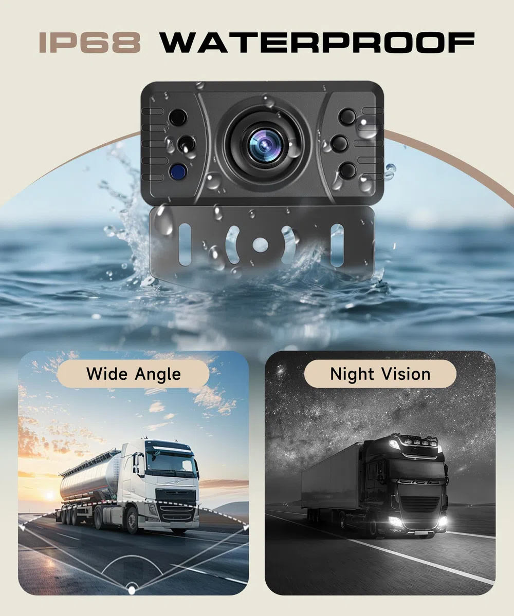Rimoody Cámara de Marcha Atrás Inalámbrica, Monitor 4.3 Pulgadas TN, Impermeable IP68/Visión Nocturna Gran Angular/Líneas de Guía Ajustables/Espejo de Imagen para Coche Furgoneta Camión Caravana