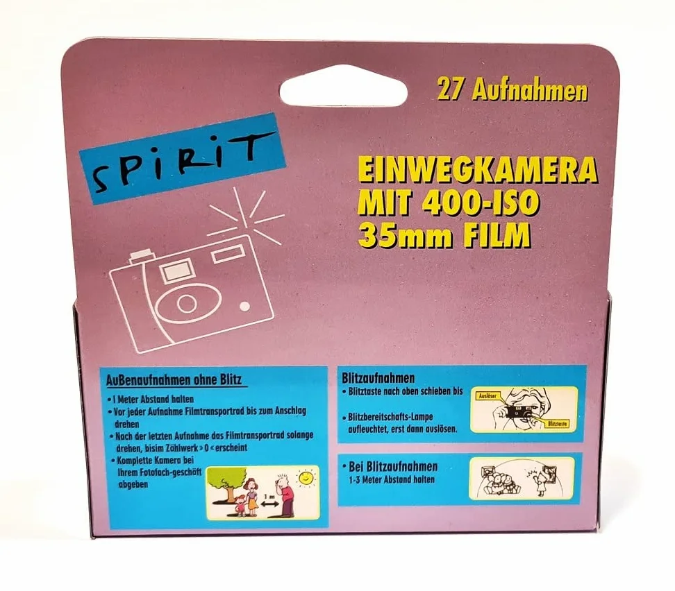 PHOTO PORST 1A - Juego de 3 cámaras desechables Edition Spirit en verde, multicolor, con flash, pilas y película (cada dispositivo para 27 enchufes)