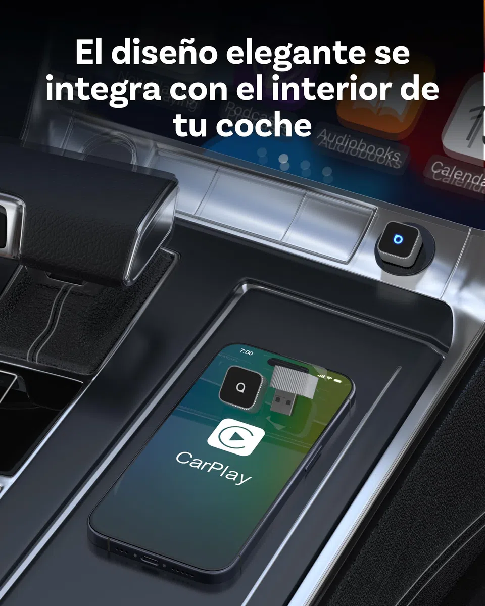 OTTOCAST Mini 3.0 Slim 2026 Upgrade Adaptador Wireless CarPlay & Android Auto, 2-en-1 Dongle, Convierte de Cable a inalámbrico, Baja latencia, Conexión rápida automática, Plata