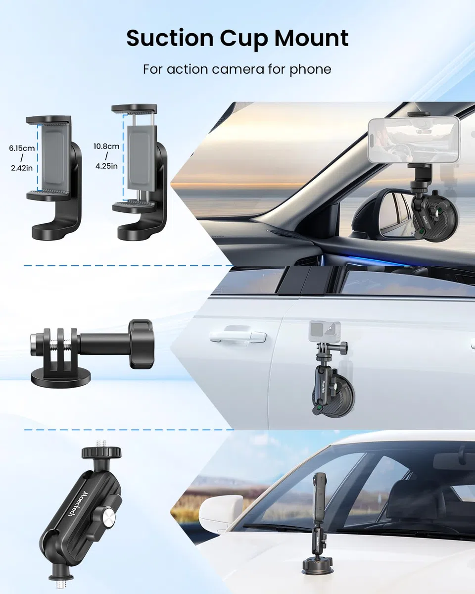 Soporte de Ventosa para Montajes de Cámaras de Coche Montajes para Go Pro en Coche Montaje de Parabrisas Portátil para Teléfonos Accesorios para Insta 360
