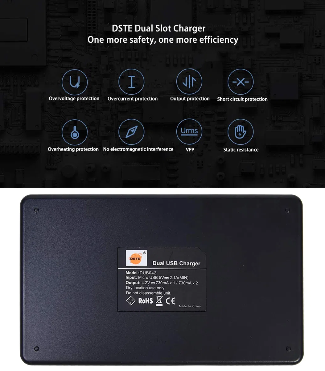 DSTE NP-B/F Cargador de batería USB Dual Compatible con Sony NP-BG1,NP-FG1,NP-BD1,NP-FD1,NP-FT1,NP-FE1,NP-FR1 Batterie als BC-TRX BCTRX(Alimentación a través de Micro USB a USB A 2.0)