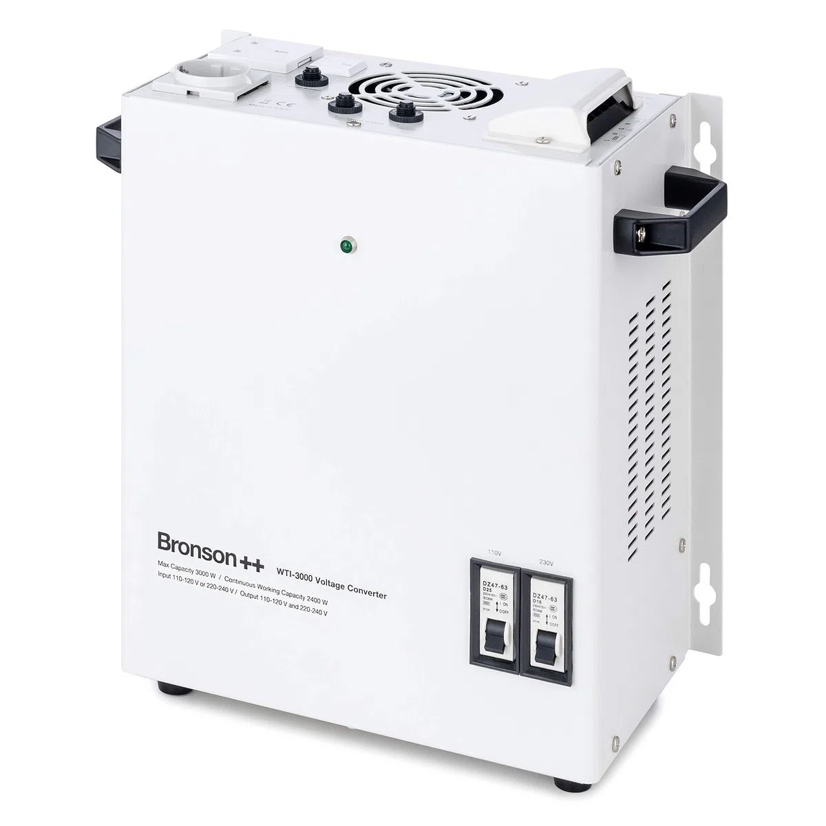 Transformador Bronson++ WTI 3000 110 Voltios EE.UU. Convertidor Voltaje 3000 Vatios - Entrada: 110 o 220 V/Salida: 110 V y 220 V - Bronson 3000W