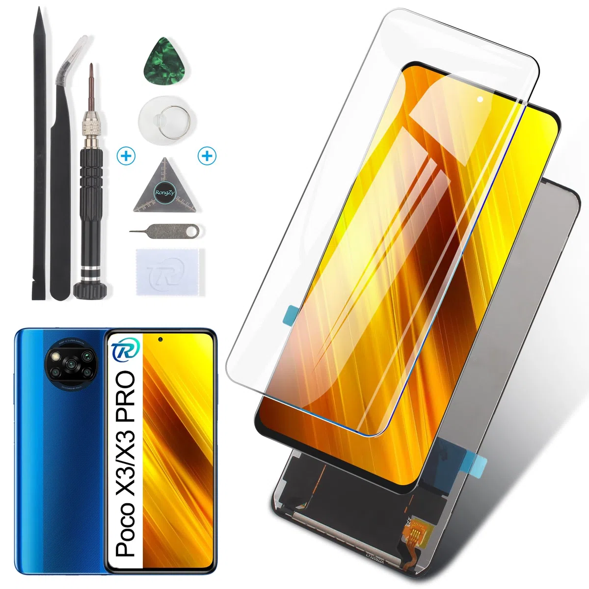 RongZy para Xiaomi Poco X3/Poco X3 Pro/Poco X3 NFC LCD+Pantalla Táctil Digitalizador Asamblea Reemplazo +Reparación Herramientas(6.67'')