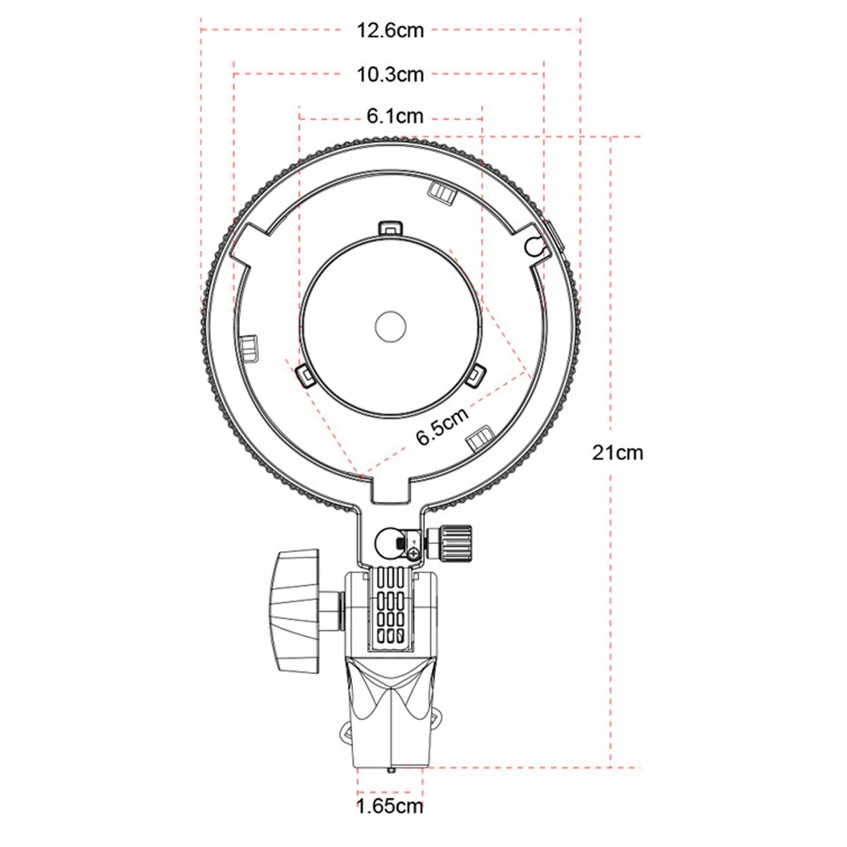 Adaptador de Montaje para Bowens, Mini a Soporte de Montaje Estándar con Zócalo Paraguas, Interfaz de 1,65 Cm/0,65 Pulgadas para Luz LED, Softbox, Plato Belleza, Paraguas