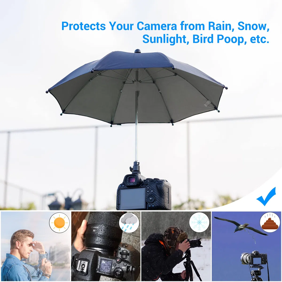 DSLR Cámara sin Espejo Hot Shoe Paraguas Cubierta Protector de Lluvia Parasol para Canon EOS R100 R50 R8 R7 R10 R3 R6 Mark II R5 C Rp R Rebel T8i T7 90D A7RV A7 IV A7S III II Z8 Z9 Z30 Z5 Z6 Z7II