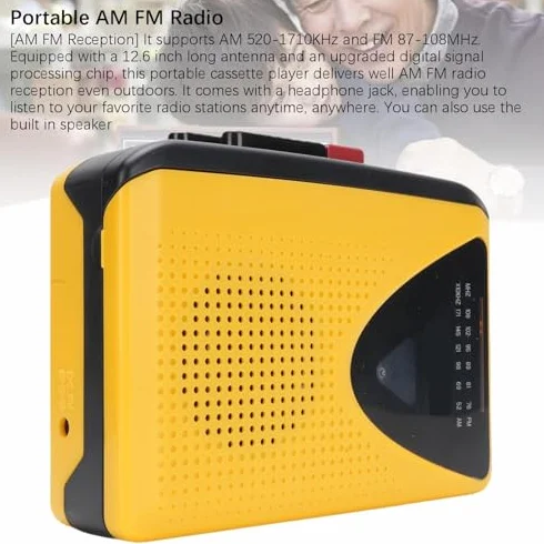 LICAEVEY Retro Cassette Player, Grabadora con Altavoz y Auriculares Incorporados, Grabación Inversa en Cinta, Radio Am FM Portátil para Jardín Doméstico