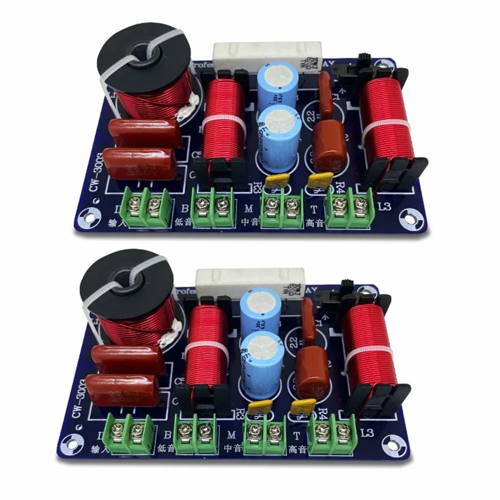 2 Uds 3 Vías 250W 850/5200Hz Divisor de Frecuencia DIY Altavoz Filtro Circuito Agudos Graves Medios HiFi Estéreo Audio Crossover