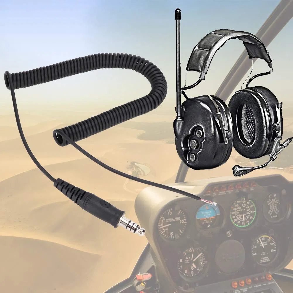 Cable de Repuesto DIY, Cable para Auriculares de Helicóptero Nexus U174 Adaptador de Resorte U 174 U Conector Militar