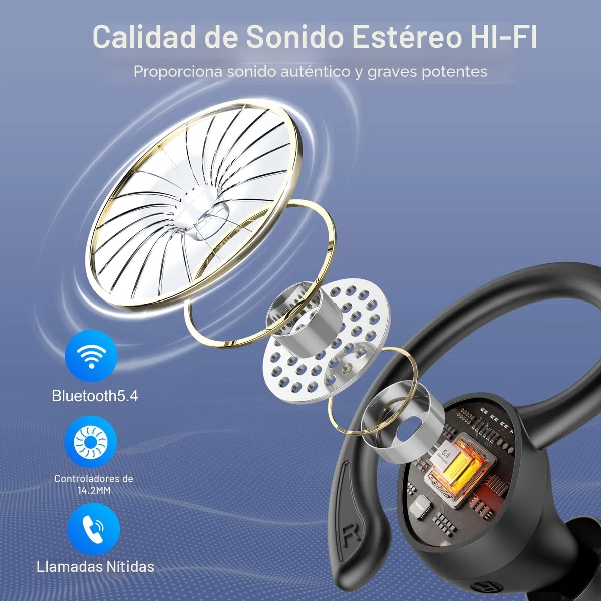 Auriculare Inalámbricos Deportivos, 2026 Nueva Auriculares Bluetooth 5.4 con HD Mic, 68H Cascos Inalambricos Bluetooth con Pantalla LED, IP7 Impermeable, Cancelacion Ruido ENC Auriculares Running
