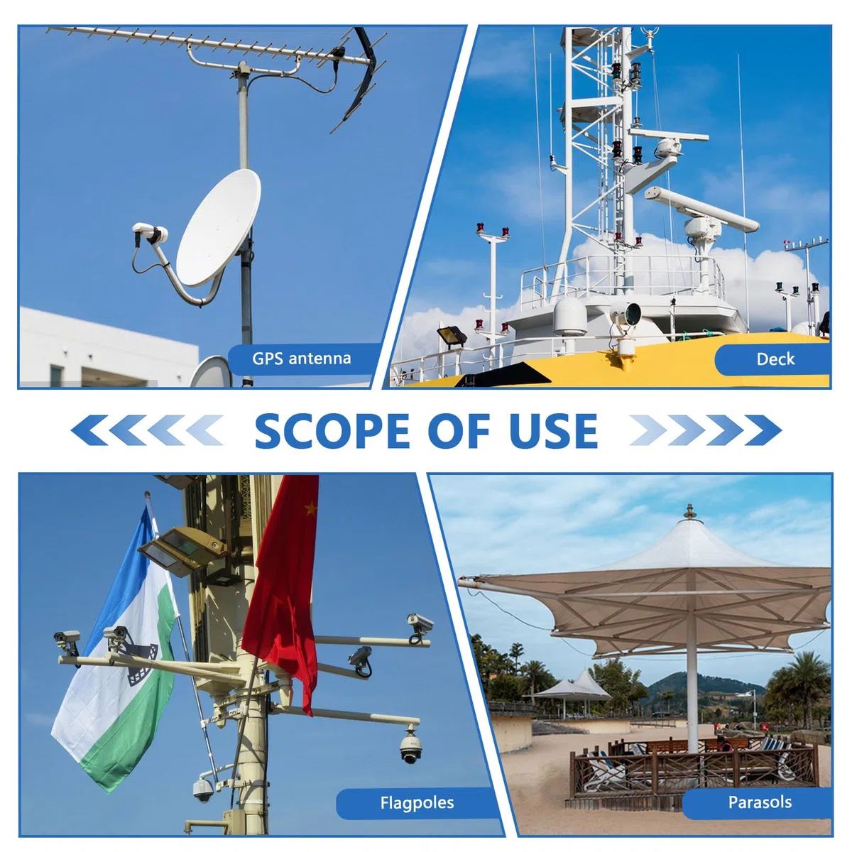 2 Piezas Soporte de mástil de antena con pernos en U dobles Dacromet revestido de hierro Abrazadera de mástil de antena Soporte de mordaza en V para satélite de 25-50 mm estación meteorológica