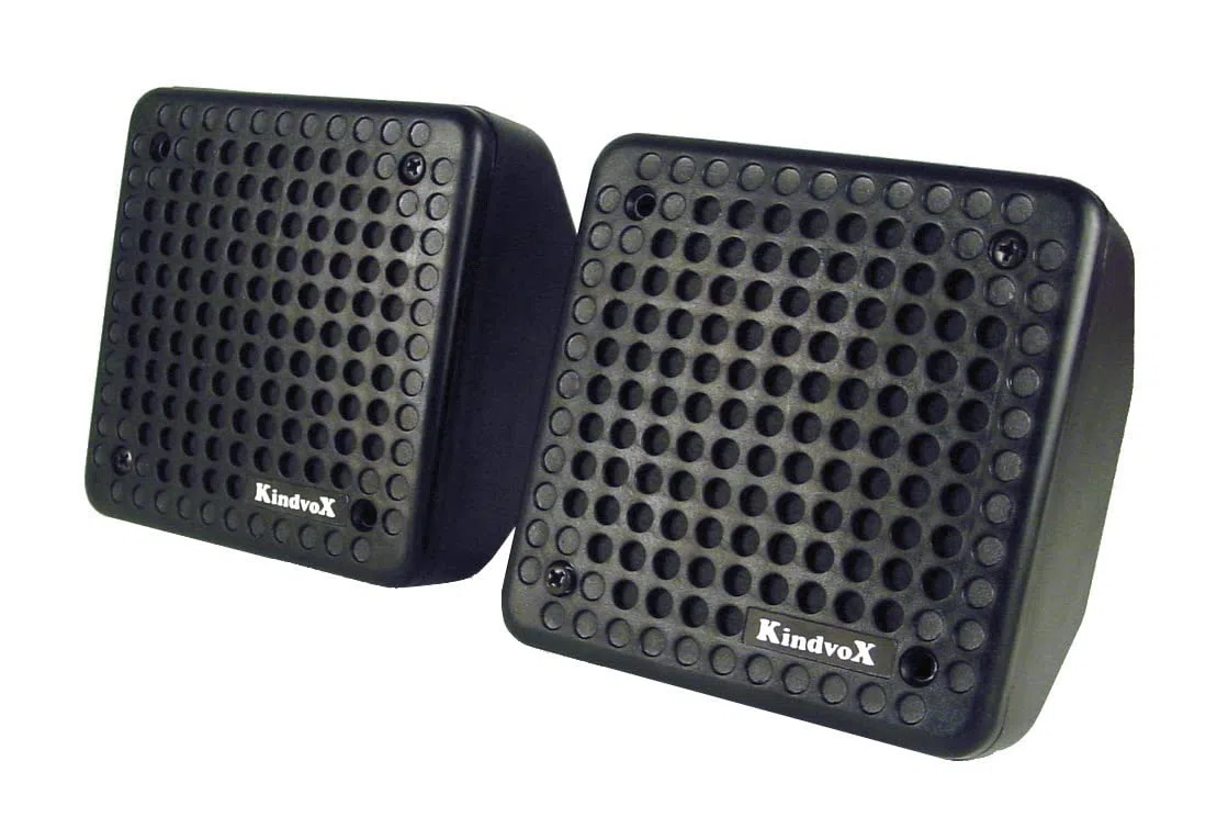 Juego de Altavoces de Doble Cono y 4" suministrados en Caja y reja Mini Box para Montaje en Superficie, Negro