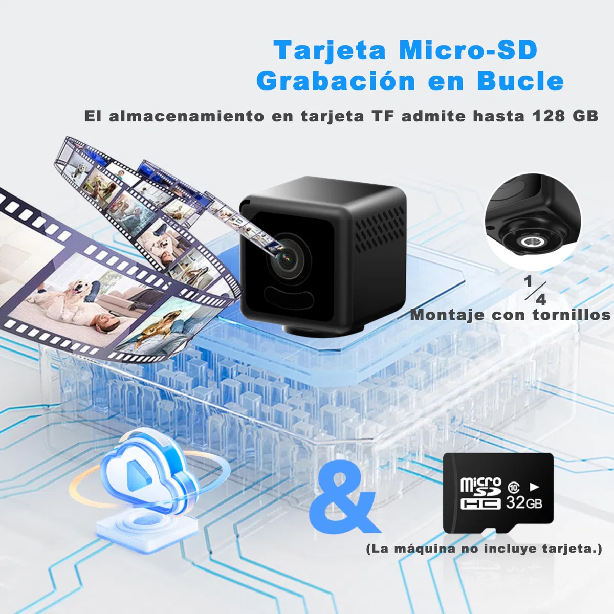 Mini Camara Espia HD 1080P WiFi Oculta Cámara Espía con Visión Nocturna y Detección De Movimiento, Mini Cámaras De Vigilancia inalambricas Larga Duracion, Camara Vigilancia Wifi para Interior Negro