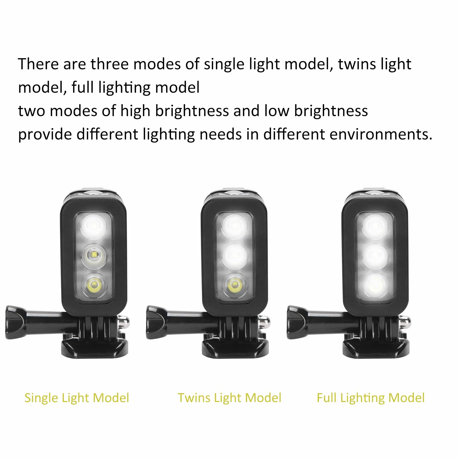 Luz de Vídeo LED Impermeable Regulable de Alta Potencia de 45m, Luz de Relleno de Buceo de Vídeo LED Impermeable, para Cámara de Movimiento GoPro Hero 4