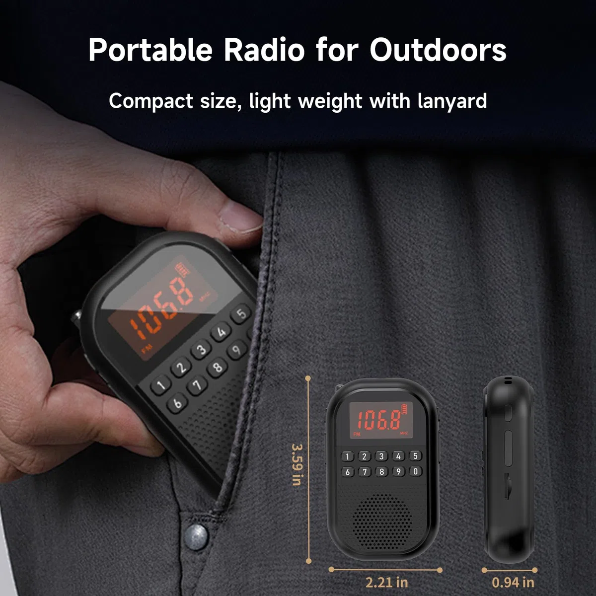 Radio Portátil Am/FM de Bolsillo Recargable, Soporta Conexión Bluetooth, Radio Mini con Antena Telescópica, Altavoz Grande, Auricular Estéreo y Temporizador de Sueño para Personas Mayores