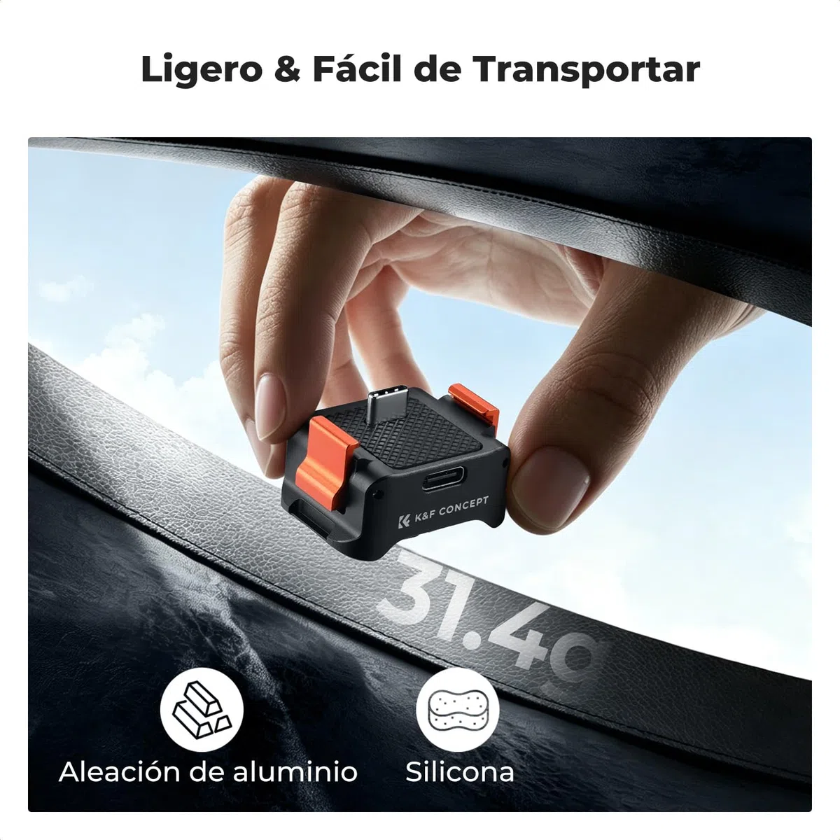 K&F CONCEPT PP61 Base Carga Rápida Magnética Compatible con dji Osmo Pocket 4/3, Adaptador Arca-Swiss y 1/4" para Action CAM, Dock Vlog Aluminio CNC