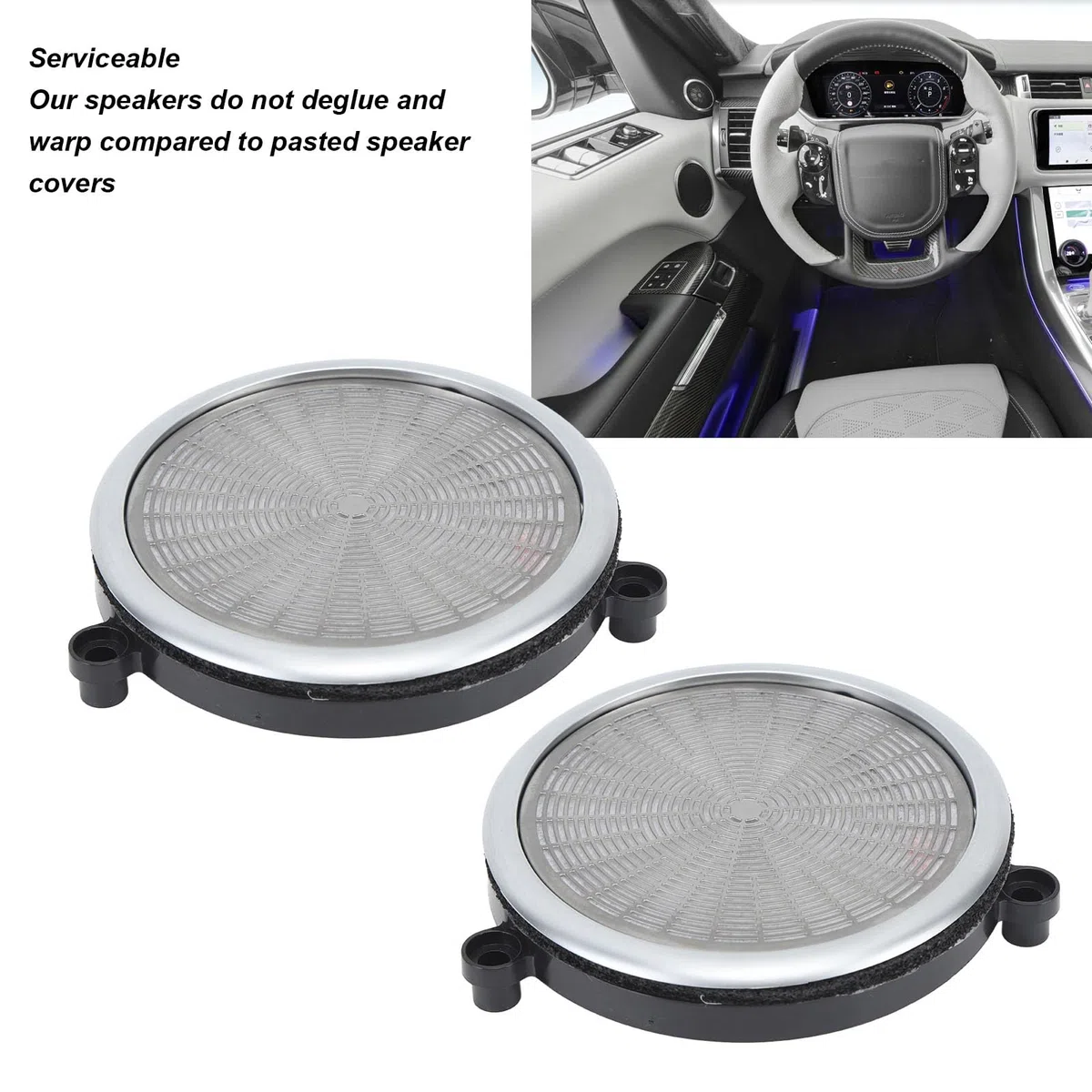 Cubierta de Altavoz de Puerta de Coche, KIMISS Cubierta de Altavoz de Audio de Coche Cubierta de Altavoz de Luz Ambiental de Puerta de Cromo Mate para Range Rover Sport L494 2014