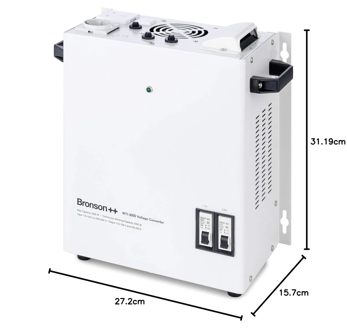 Transformador Bronson++ WTI 3000 110 Voltios EE.UU. Convertidor Voltaje 3000 Vatios - Entrada: 110 o 220 V/Salida: 110 V y 220 V - Bronson 3000W