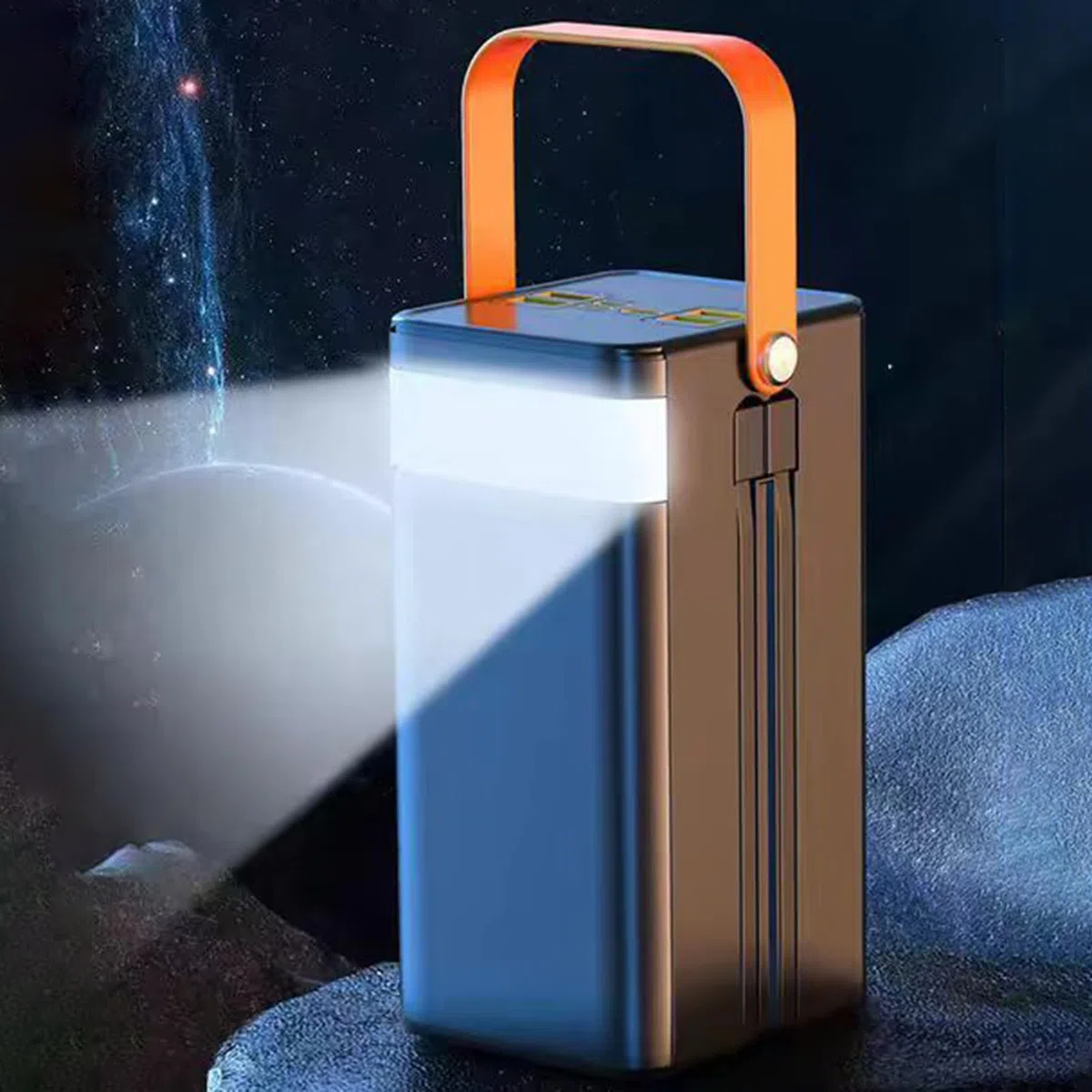 Cargador Solar Portátil,Equipo De Supervivencia 50000mAh con Luz Cables Integrados 4 Salidas Y 3 Entradas Batería Externa 120W 50000mAh para Todos Los Dispositivos Móviles Aire Libre