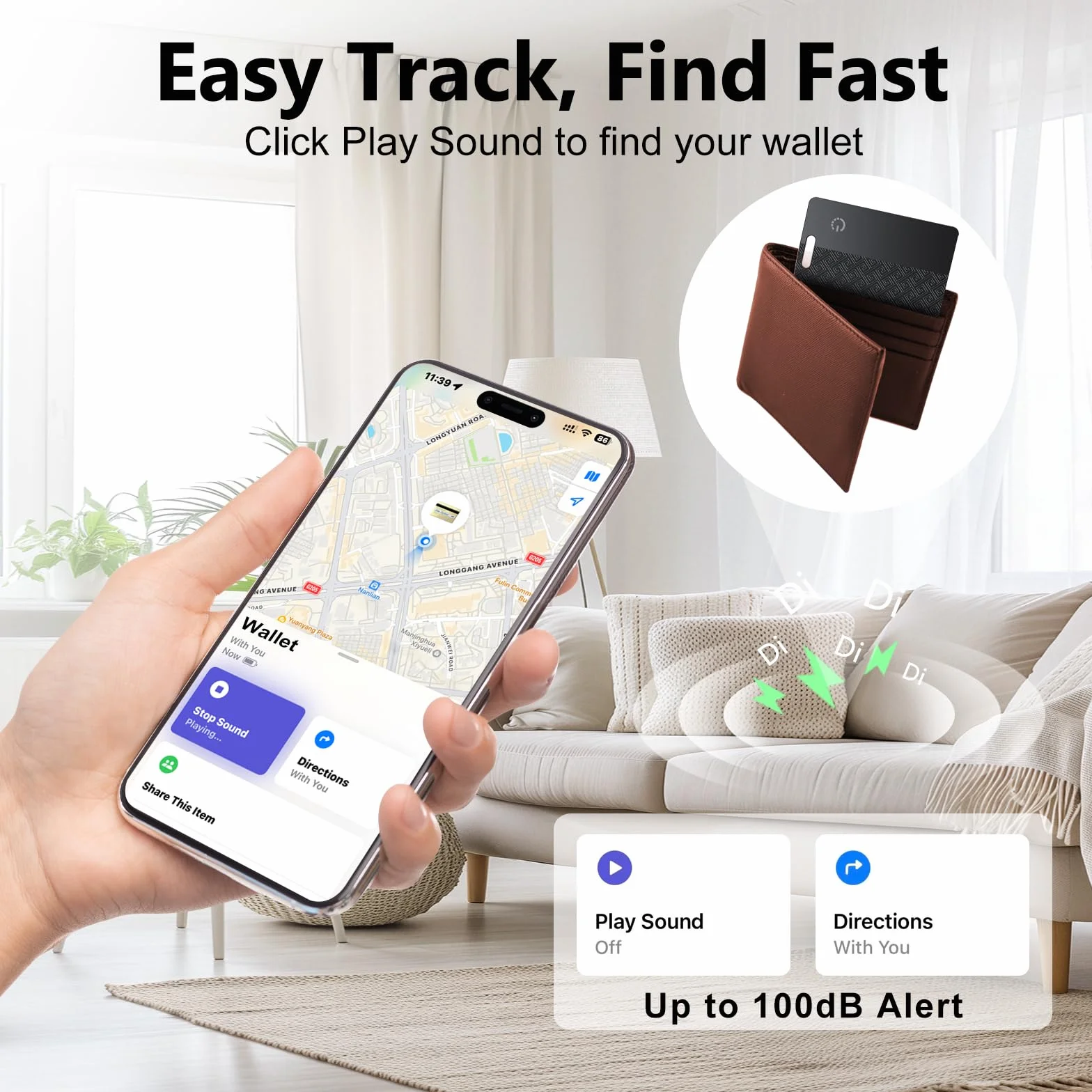 Wallet Tracker Card 2 Pack(Solo iOS): Compatible con Apple Find My, Tarjeta de Rastreo Inteligente, Buscador de Carteras, 0,07 Pulgadas de Grosor, Resistencia al Agua IP68, Carga Inalámbrica