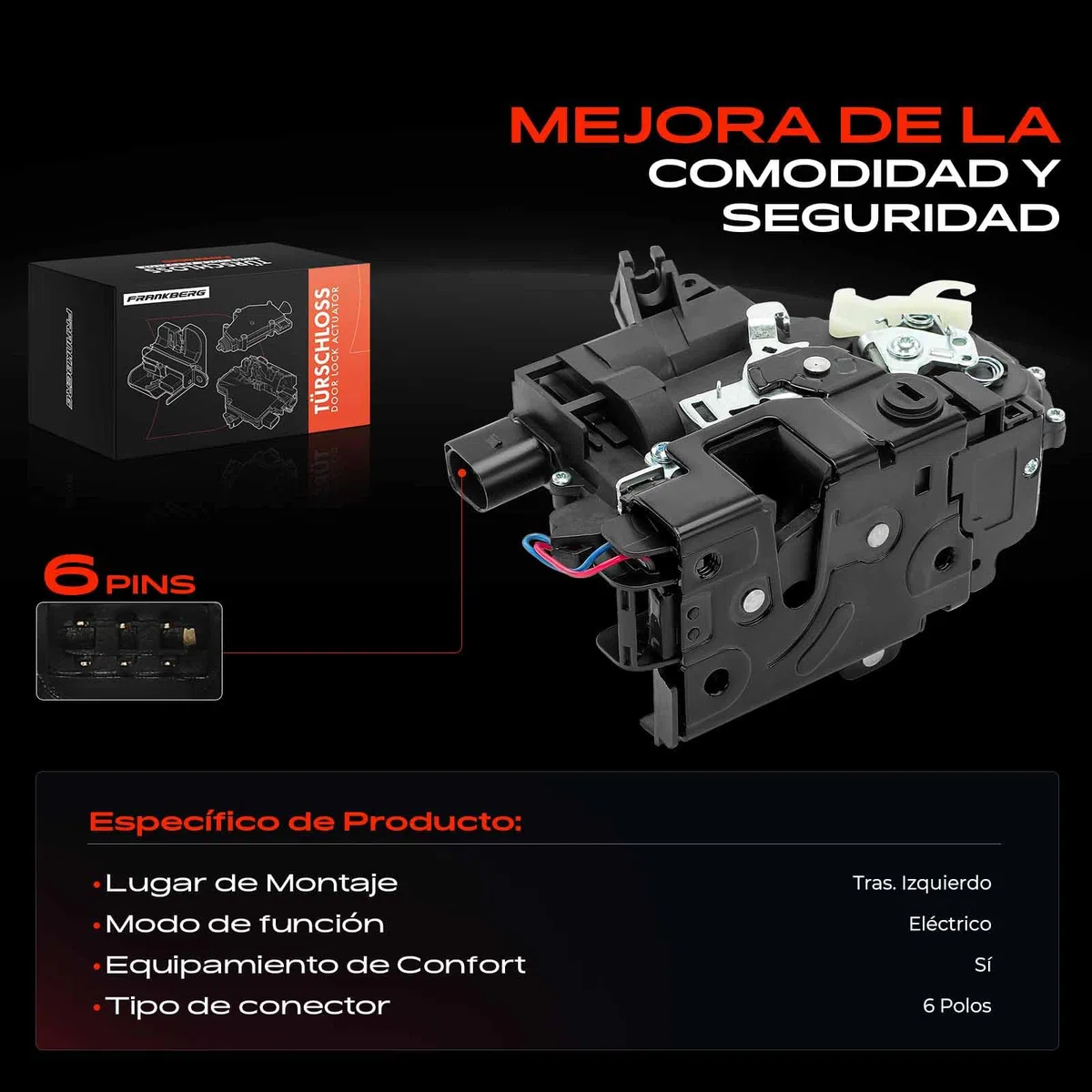 Frankberg 1x Cerradura de puerta Servomotor Trasero Izquierda Compatible con Leon 1M1 1999-2006 Toledo II 1M2 1998-2006 B.o.r.a 1J2 1J6 1998-2005 Golf 1J1 1J5 1997-2006