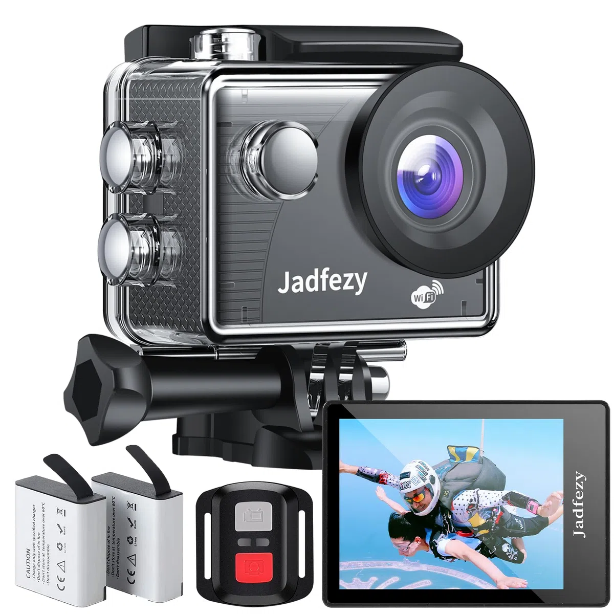 Cámara de acción WiFi HD 1080P, cámara de acción de 12 MP con mando a distancia, cámara subacuática resistente al agua hasta 30 m/98 pies con 2 pilas de 1050 mAh y kit de accesorios para casco