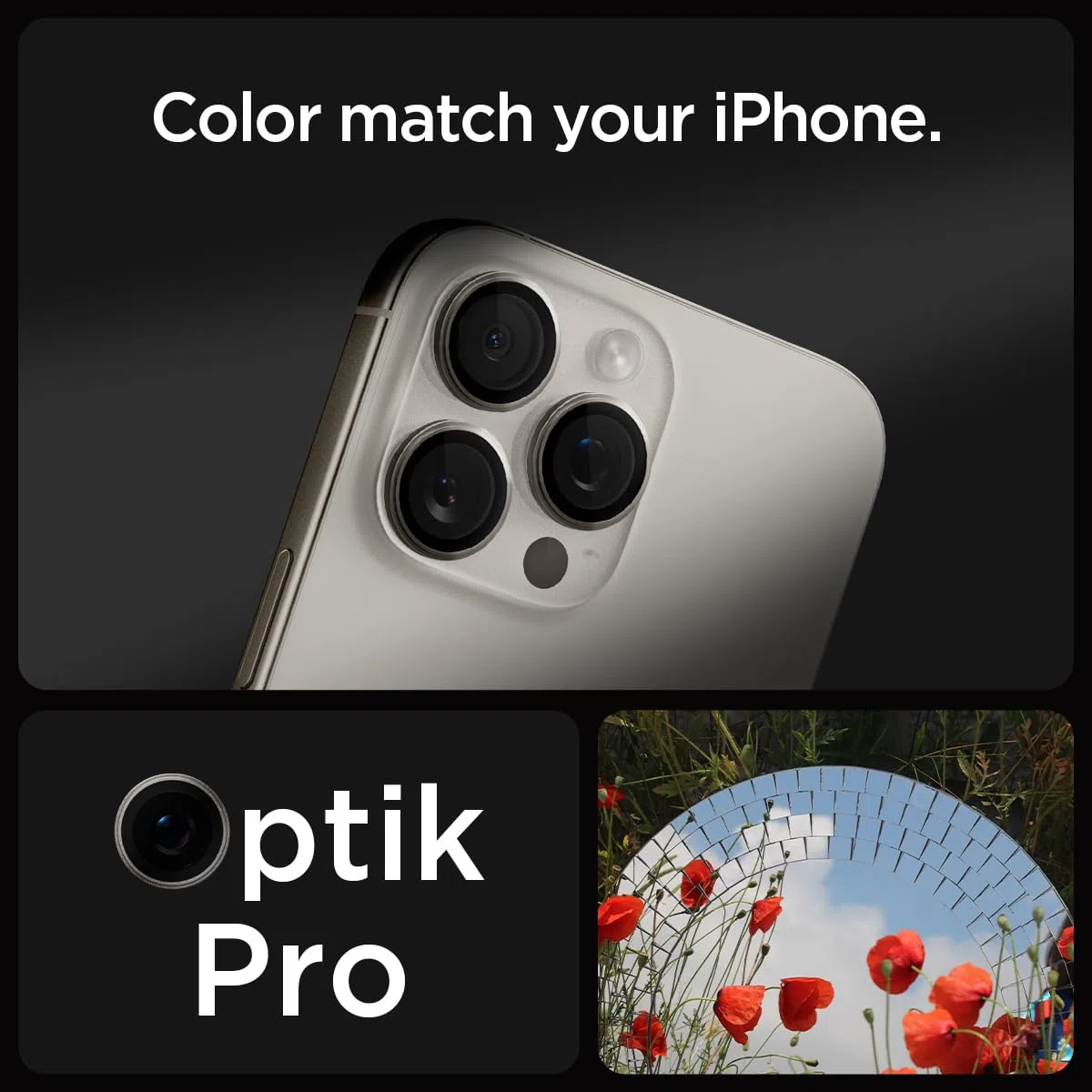 Spigen Glas.tR EZ Fit Optik Pro Protector de Cámara para iPhone 16 Pro, iPhone 16 Pro Max, 2 Unidades, Titanio natural, Protección Individual, Kit de instalación