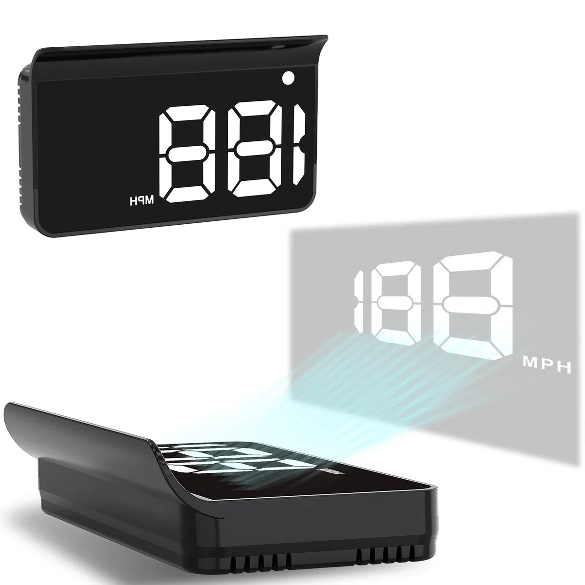 Pantalla frontal para coches, HUD de coche, pantalla frontal para coche, pantalla HUD, cable USB Plug and Play, ajuste automático de brillo, pantalla de fuente grande