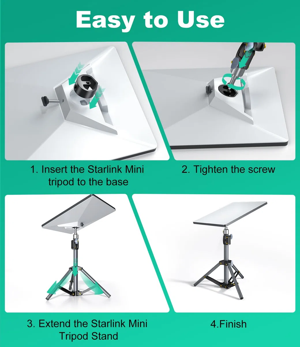 Soporte de trípode Starlink Mini con adaptador, soporte de trípode ajustable para mini plato Starlink, kit de montaje portátil para Starlink Mini Mount para Starlink Mini accesorios para acampar al