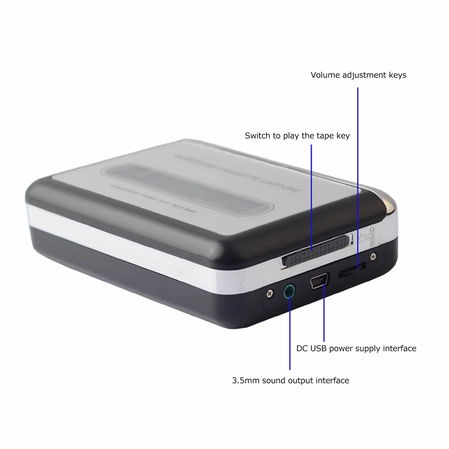 VBESTLIFE Reproductor de Casete Portátil, Reproductor de Cinta de Casete USB Portátil, Música de Audio MP3, Compatible con Computadora Portátil