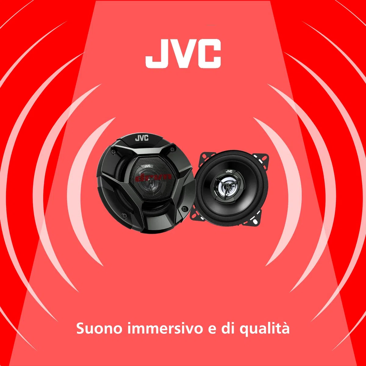 JVC CS-DR420 Altavoces Coaxiales de 2 vías de 100mm | Altavoces para el Coche con Sonido Potente de Calidad. Potencia de Pico 220W. Cono de Woofer de Mica de Carbono y Tweeter Balanceado de PEI