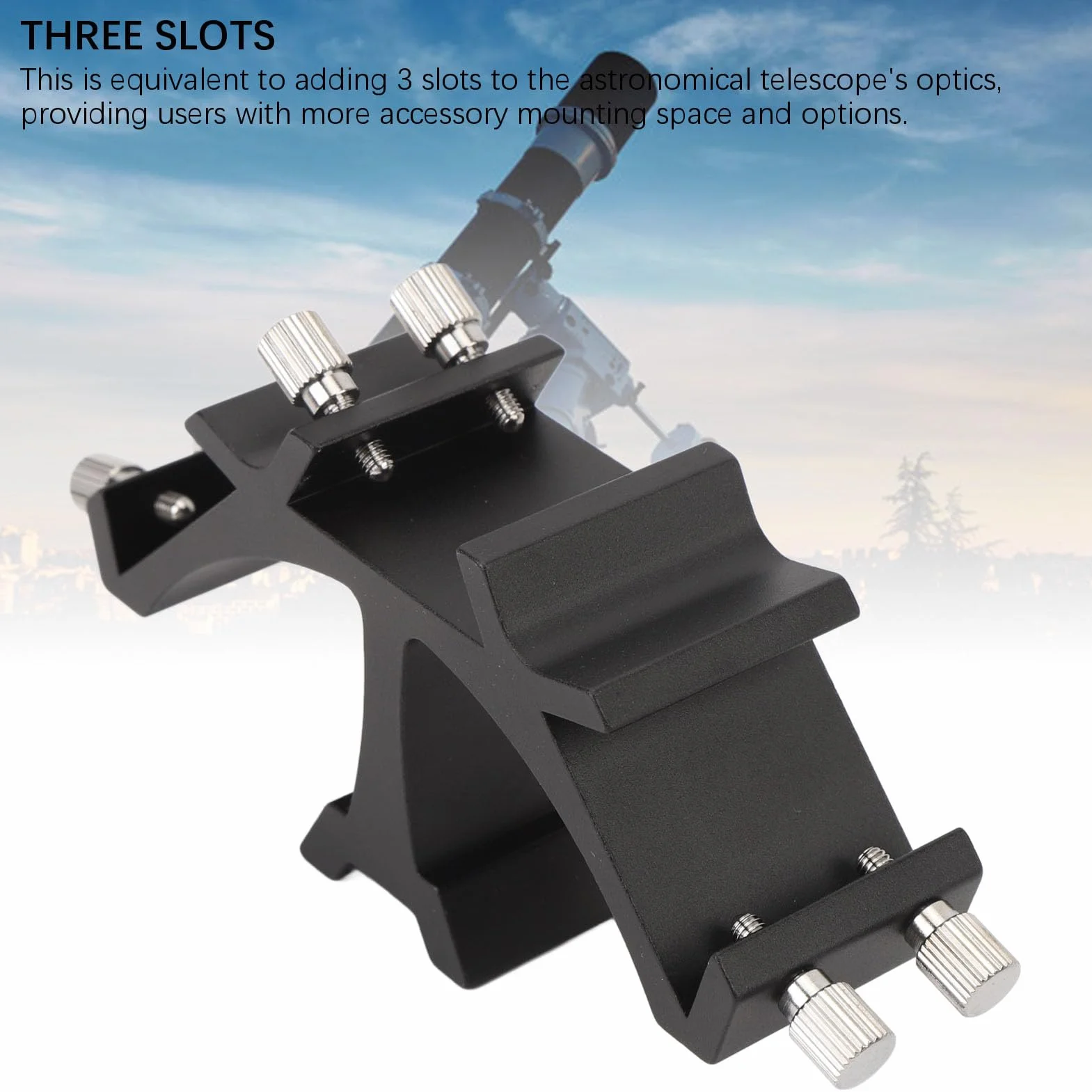 Soporte de Montaje de Alcance de Buscador Triple para Buscador de Telescopio Astronómico Estante de Ranuras Fijas Triple, Soporte de Montaje de Finderscope Estante de Ranuras Fijas