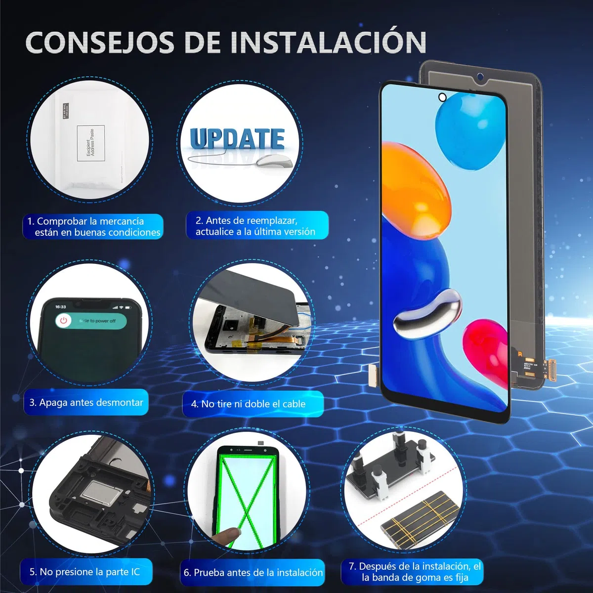 RongZy para Xiaomi Redmi Note 11S/Redmi Note 11 LCD+Pantalla Táctil Digitalizador Asamblea Reemplazo +Reparación Herramientas(Negro)