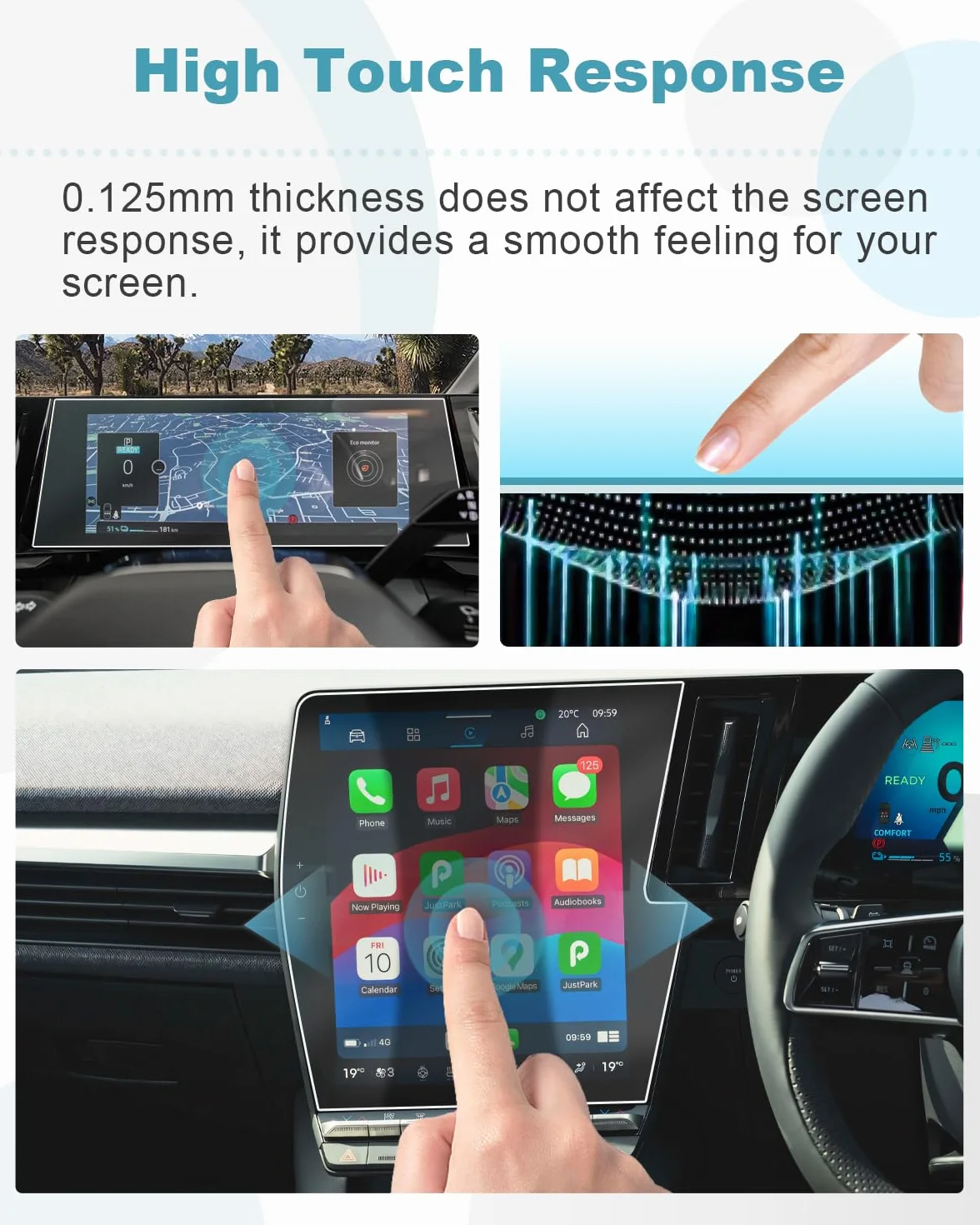 CDEFG Compatible con Renault Austral/Espace 6 VI/Rafale/Megane E-Tech Hybrid 2024 2023 Navegación y Panel de Instrumentos Película Protectora 4H GPS Protector de Pantalla Navi Accesorios 4 Piezas