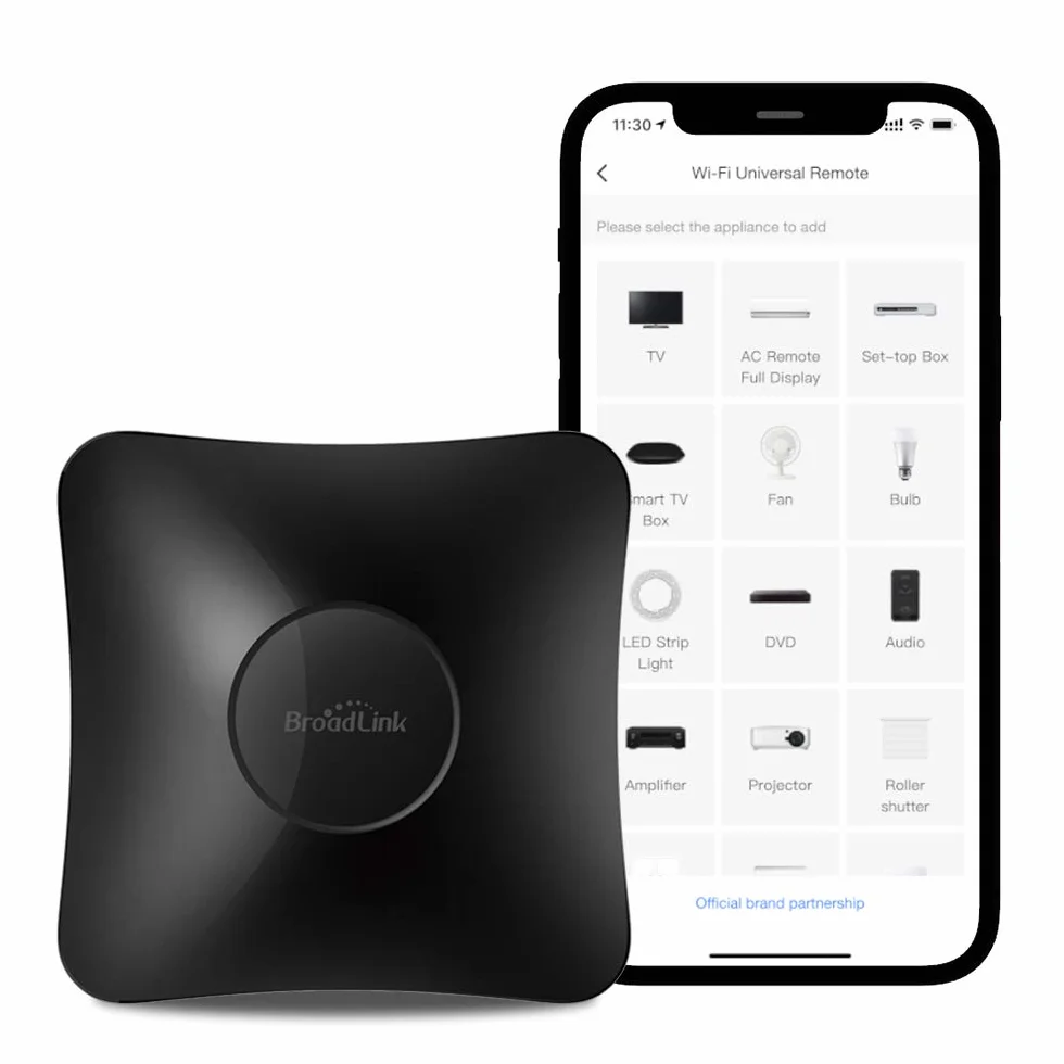 BroadLink RM4 Pro IR y RF Mando a Distancia Universal, Code Learning - Mando a Distancia WiFi para el hogar Inteligente y Dispositivos - para TV, AC, Motor de Cortina - Compatible con Alexa