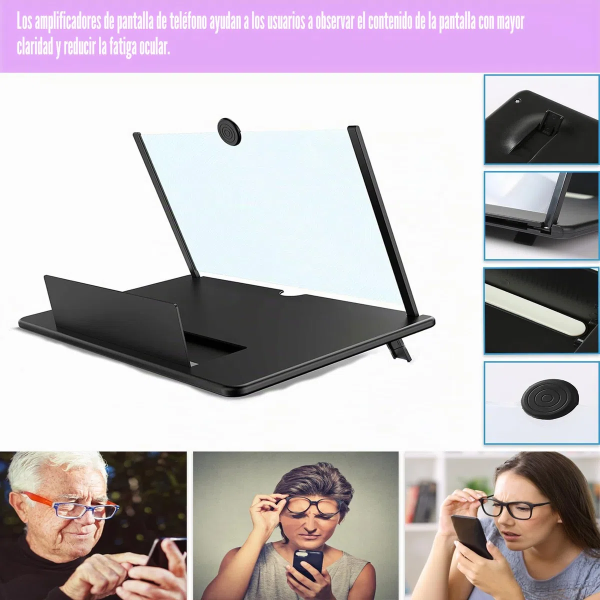 Lupa de Pantalla de Teléfono Móvil de 16 Pulgadas para Todos Los Teléfonos Inteligentes, Lupa de Pantalla con un Paño de Limpieza Exquisito.