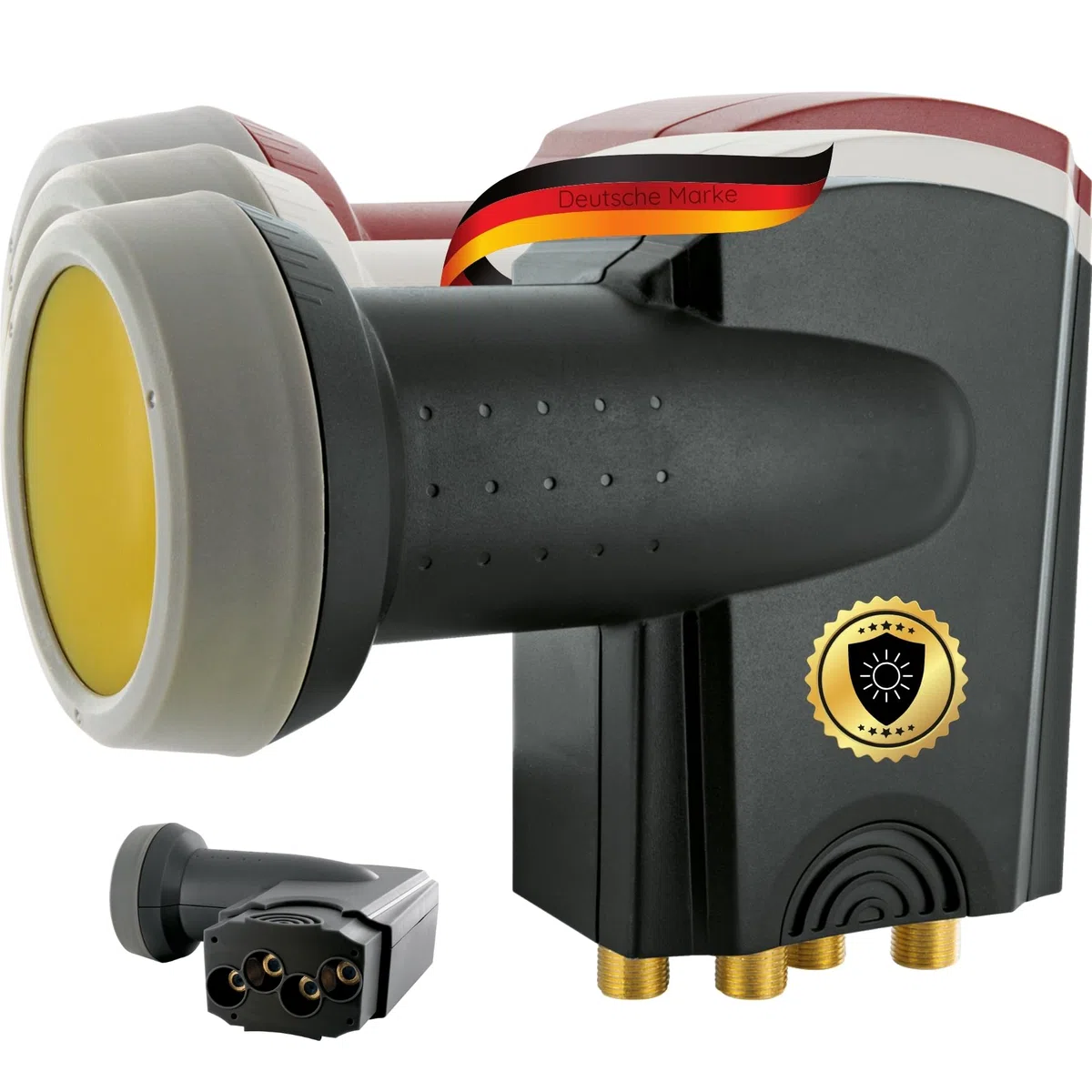 SCHWAIGER 371 Quad LNB Low Noise Blockconverter Sun Protect Tapa LNB Digital Resistente al Calor Accesorios para Antenas parabólicas protección contra la Intemperie contactos Dorados Antracita