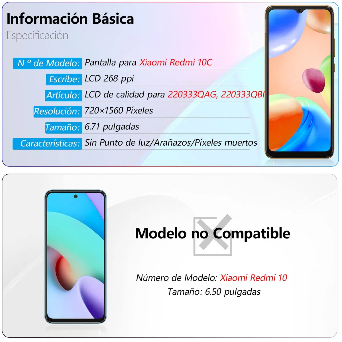 RongZy para Xiaomi Redmi 10C 220333QAG 220333QBI 220333QNY 220333QL LCD+Pantalla Táctil Digitalizador Asamblea Reemplazo +Reparación Herramientas(Negro con Marco)