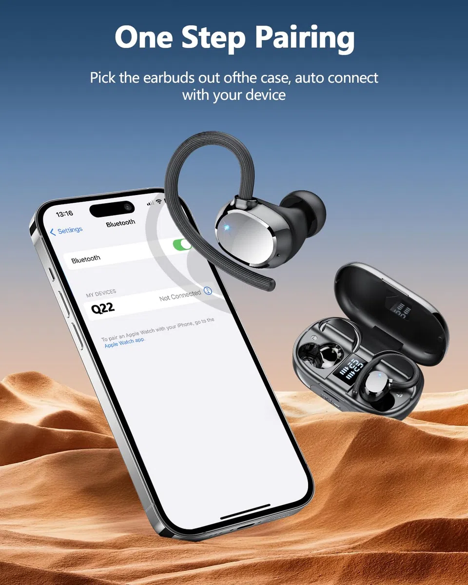 Auriculares Inalámbricos Deportivos, Nuevo Auriculares Bluetooth 5.3 HiFi Estéreo, 128H Cascos Inalambricos Bluetooth con 4 HD Mic Pantalla Dual LED, IPX7 Control Táctil Inalámbricos para iOS/Android