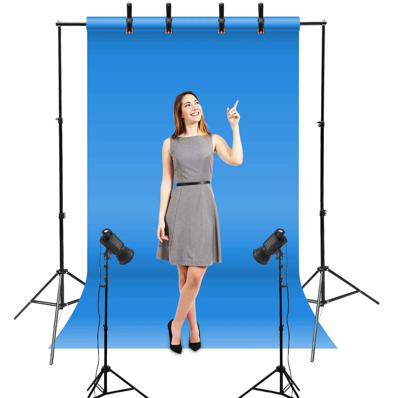 Relota Soporte de Fondo para Fotografía 200 cm x 300 cm, Ajustable Profesional Sistema de Soporte con 10 Abrazaderas de Resorte para Estudio Fotográfico, Retrato, Grabación de Video, Boda