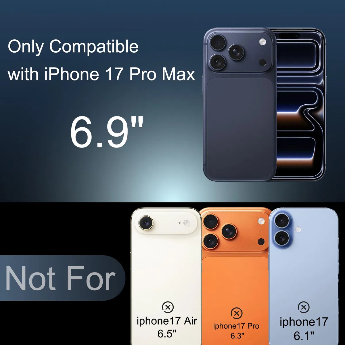 Funda de Batería para iPhone 17 Pro MAX, 8500 mAh Delgada y Recargable, Cargador Extendido con Soporte, Batería Externa Protectora Portátil para iPhone 17 Pro MAX (6.9 Pulgadas) - Negro
