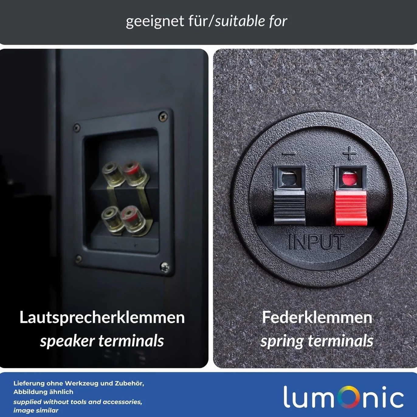 Lumonic Cables de altavoz | 25m Negro | 2x 4mm² CCA | Marcado azul Cable de altavoz HiFi | Línea doble de audio