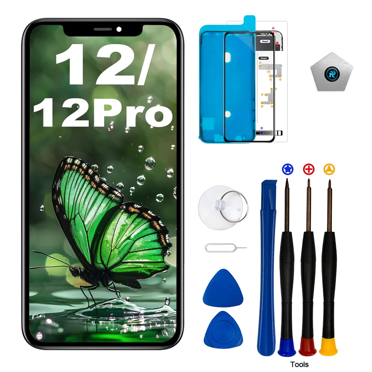 para iPhone 12/12 Pro Sustitución de la Pantalla LCD 6,1 Pulgadas Conjunto digitalizador de Pantalla Pantalla táctil,con Herramienta de reparación del Conjunto del Bastidor