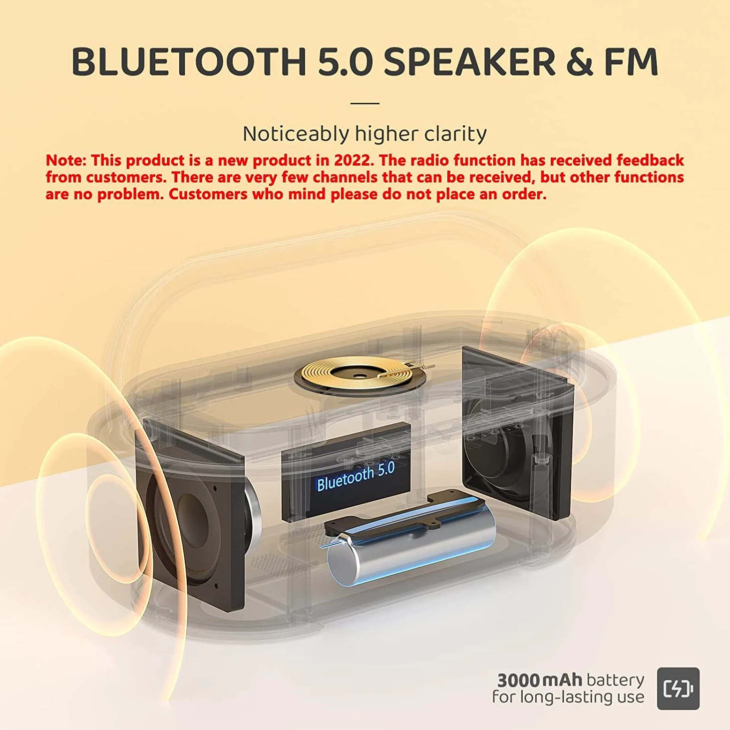 COLSUR Radio Despertador Digital con Carga Inalambrica, FM Radio con Puerto de carca USB, Pantalla LED Ajustable, Luz Nocturna, Bluetooth, Alarma de Temporizador de Apagado y Soporte para Teléfono